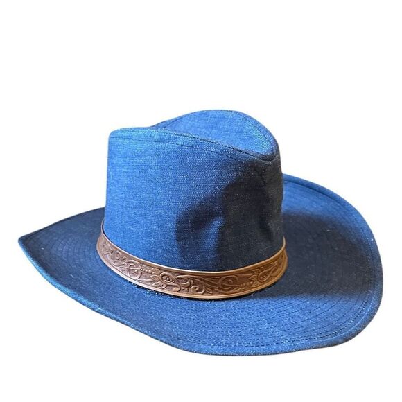 Resistol Vintage Blue Cowboy HatLeather Western Band Size 7 1/4 USA‎